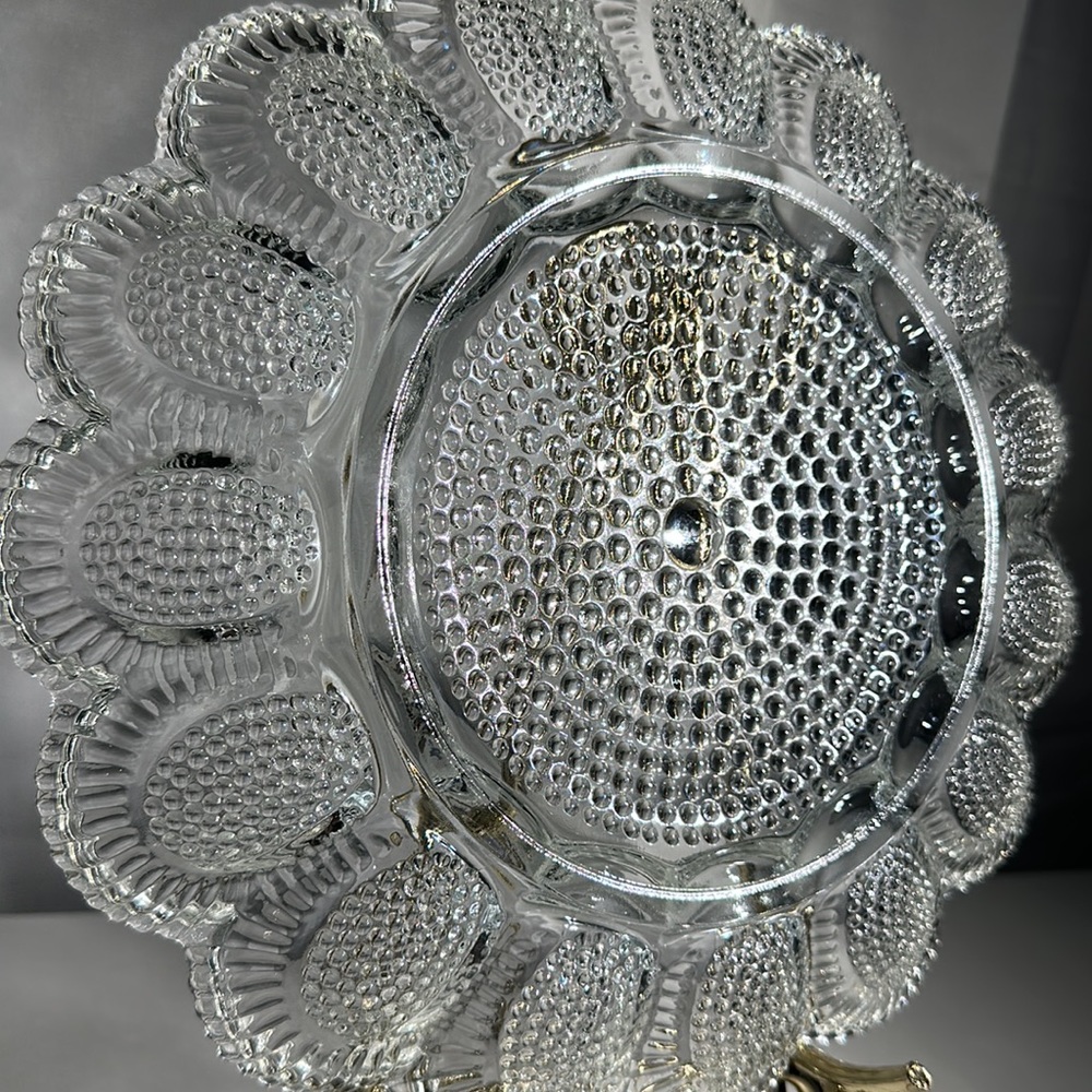 Vintage 1960s Indiana Clear Glass Hobnail Deviled Egg Dish - Picture 9 of 12